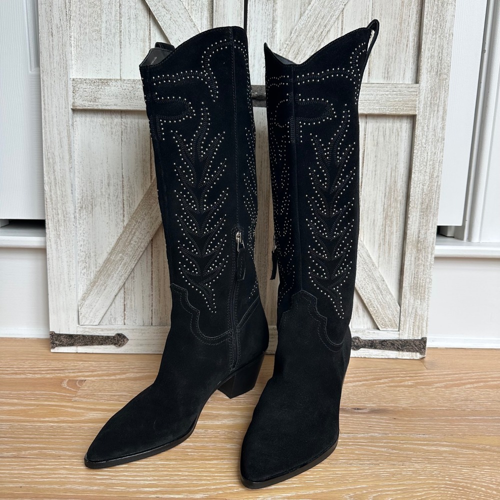 Dolce Vita Solei High Western Boots Suede Studded Festival Concert Boho 10